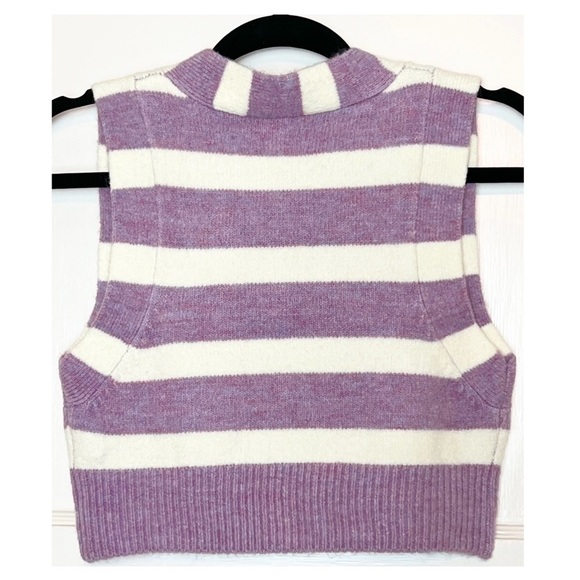 NWT FOR LOVE & LEMONS 90s Y2K Cropped Sleeveless Striped Cardigan Sweater Vest M - Picture 7 of 14